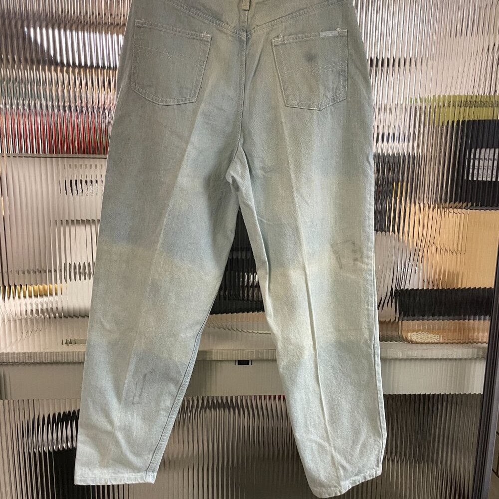 34" waist Women Brittania 80's Wide Leg Mom Washed Out Denim Jeans Vintage